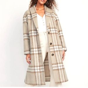 Relaxed Plaid Soft-Brushed Overcoat for Women